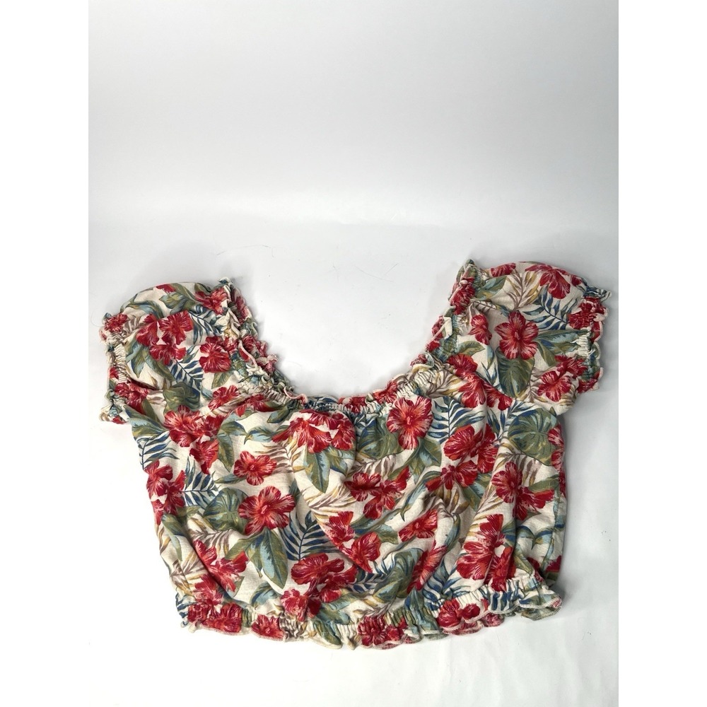 American Eagle Hawaiian Floral Print Crop top Size Medium cotton/linen